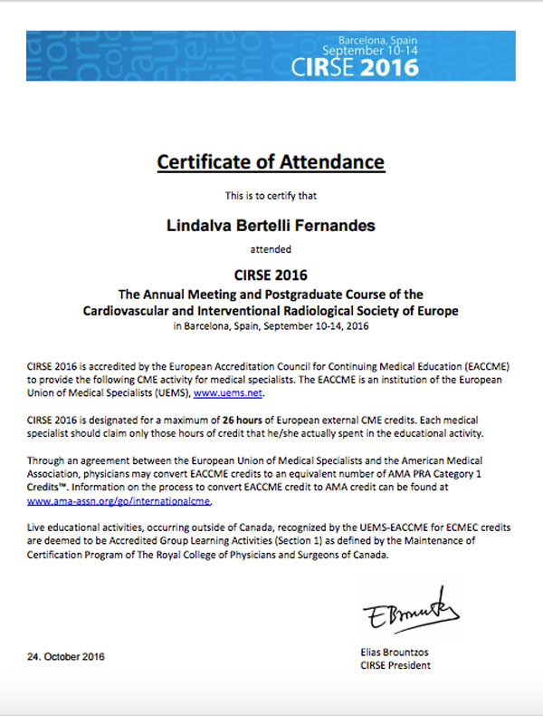 Certificados CIRSE 2016 Summit